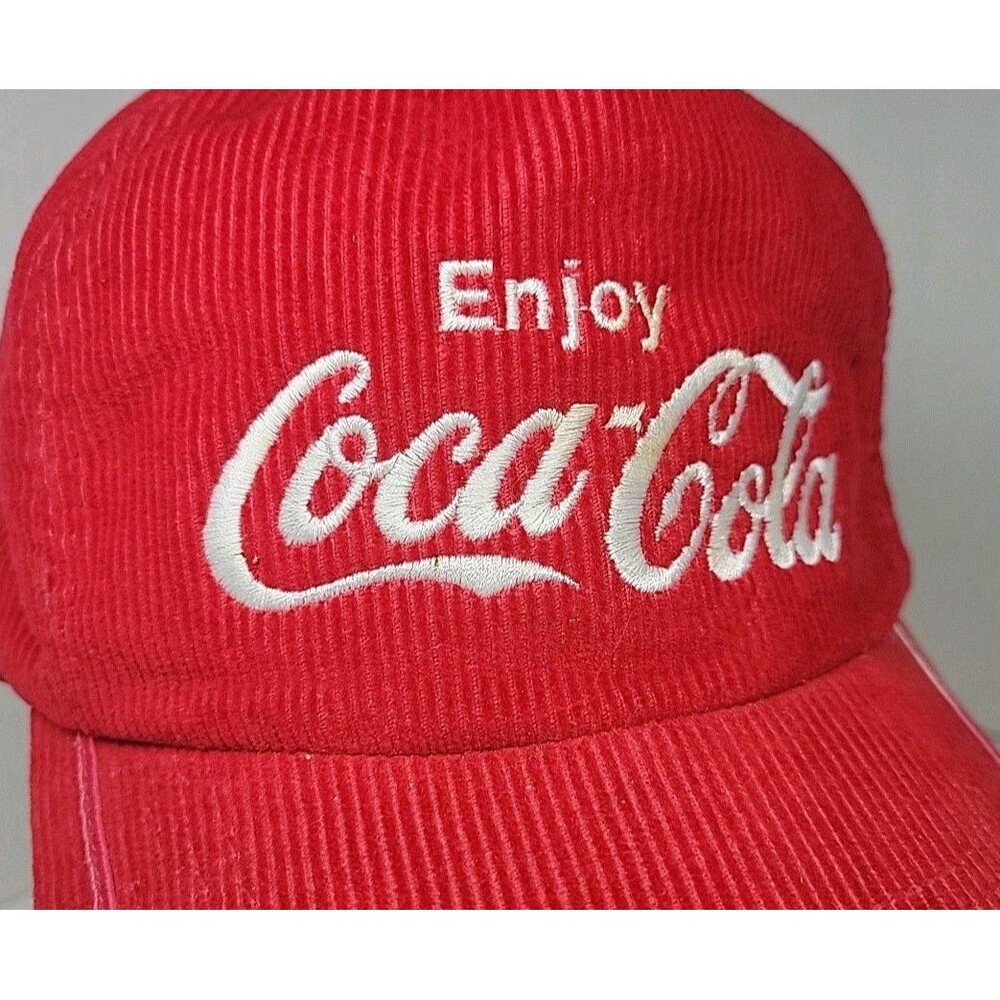 Vintage 70s 80s Coca Cola Corduroy Promo Hat Coke Soda Drink Trucker YA Headwear - Picture 2 of 9